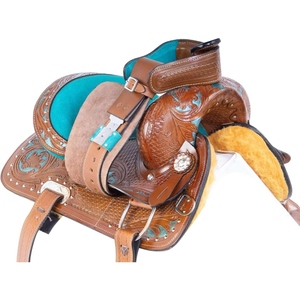 Selle de cheval western en cuir personnalisée en gros, équipement d'équitation durable pour cowboy, sellerie avec outillage décoratif - Product Image 3