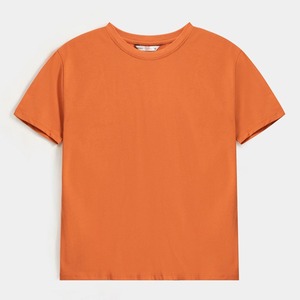 Camiseta de Verano de Manga Corta para Mujer, Unisex, Corte Ajustado, Estampado Puff, Cuello Redondo, Logotipo Personalizado, 100% Algodón, Naranja y Negro, Gran Venta - Product Image 1