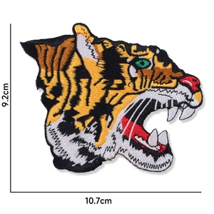 <b>Machine</b> Embroidered Custom Tiger Animal Logo 100% Embroidery Patches <b>Badges</b> Iron Backing Canvas Fabric Custom Colors - Product Image 2