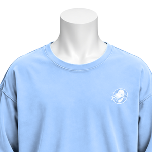 Camiseta Oversize de Manga Larga de Algodón Azul Bebé con Efecto Lavado Vintage, Hombros Caídos, Estilo Casual Urbano, Top Holgado - Product Image 3