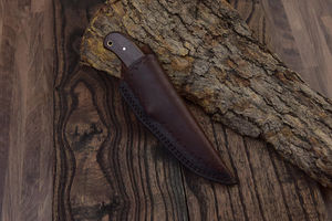 Couteau de chasse et de camping Bowie en acier inoxydable fait main, lame fixe pleine longueur, pointe crantée, survie en extérieur, étui en cuir - Product Image 5