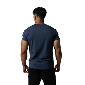 T-shirt de sport bleu marine pour homme, coton premium, col rond, entraînement physique, vêtements de sport décontractés - Product Image 6