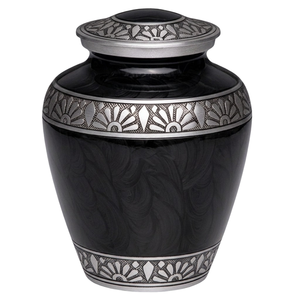 Urna Funeraria para Adultos con Diseño de Grabado Floral, Acabado en Mármol Amarillo y Plateado, Aleación Resistente, Capacidad de 200 Pulgadas Cúbicas - Product Image 2