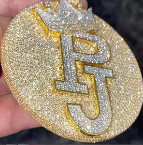 Colgante de Moissanita de 5 quilates chapado en plata 925, tipo dije de disco circular de plata de ley 925 personalizado, solo con diamantes - Product Image 2