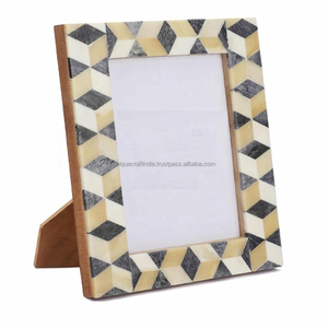 Modern Creative Vintage Mother Pearl Wood Photo <b>Frame</b> Bone Inlay Wall Decor Metal Resin Crafts Tableware <b>Picture</b> Border Set - Product Image 4