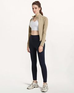 <b>Women's</b> <b>Beige</b> Full Sleeve Zipper <b>Jacket</b> Stand Collar Solid Color Breathable Spandex Nylon Leisure Top Regular Fit All Seasons - Product Image 6