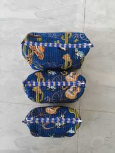 Juego de 3 Bolsas de Maquillaje de Algodón Puro para Mujer, Organizador de Cosméticos Acolchado, Bolsa de Maquillaje de Viaje Resistente al Agua y Duradera - Product Image 3