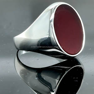 925 Sterling <b>Silver</b> and Oval Cut Stone <b>Men</b> <b>Ring</b>, Gift for Him Red Agate Stone <b>Ring</b> Oval Classic <b>Ring</b> Agate - Product Image 2