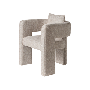Sillón Contemporáneo de Teca, Sillón Tapizado con Brazos Curvos, Asiento Cómodo con Cojín de Soporte, para Hogar, Oficina, Hotel - Product Image 1