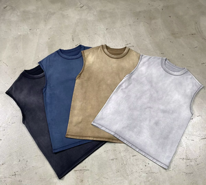 Hot Selling Men's Acid Wash Streetwear <b>Tank</b> <b>Top</b> 100% Cotton Custom Made Breathable Front Embroidery Best Supplier for Bulk - Product Image 6