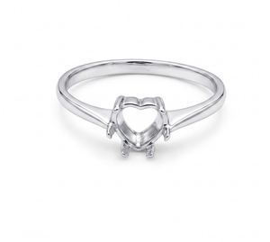 Bague semi-montée en argent sterling 925 véritable de bonne qualité, en forme de cœur, de 7 mm à 18 mm, avec griffes pré-découpées pour la pose de pierres précieuses DIY - Product Image 1