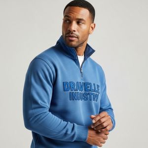 เสื้อสเวตเชิ้ตผู้ชายคุณภาพพรีเมียมสำหรับฤดูหนาว แบบซิปครึ่งตัว ผลิตจากผ้าฝ้ายฟลีซ 100% พิมพ์ลายดิจิทัล เนื้อผ้านุ่ม ทนทาน สไตล์ลำลอง - Product Image 1