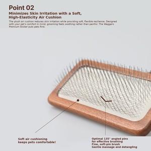 Brosse démêlante en bois pour animaux de compagnie, facile à utiliser, efficace pour l'élimination des poils, avec manche en bois, pour le toilettage et la perte de poils chez les animaux. - Product Image 4