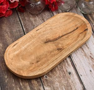 Oval Wooden Serving Tray Handmade Minimalist Solid Design Plate Dishes & Plates - Product Image 6