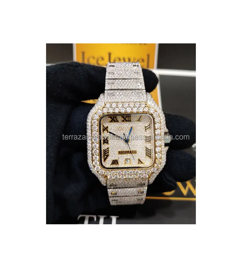 Orologio di lusso con diamanti in Moissanite di alta qualità con decorazione automatica fatta a mano disponibile a prezzi abbordabili