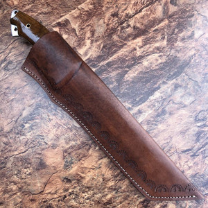 Couteau de chasse classique Timber Steel Enterprises, lame en acier inoxydable à pointe clip, 12 pouces, qualité industrielle, autre manche en cuir - Product Image 3