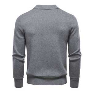 Cárdigan de punto con cuello y cremallera completa para hombre – Elegante suéter con cremallera para otoño e invierno, perfecto para usar en capas y para el día a día - Product Image 2