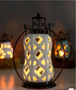 New Handmade Metal <b>Lantern</b> Tea-<b>Light</b> Holder in White for <b>Indoor</b> and Outdoor Home Decor and Festival Lighting <b>Lanterns</b> - Product Image 2