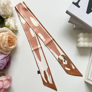 Écharpe en soie à motif animalier pour femme, fine et étroite, ruban décoratif pour poignée de sac, petit foulard en soie, ruban pour poignée de sac à main, bandeau pour cheveux - Product Image 6