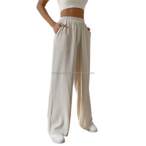 Pantalon droit d'affaires personnalisé pour femmes avec plis, taille extensible et conception respirante, styles variés pour vêtements de travail d'été - Product Image 3