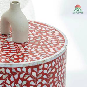 Table basse en résine rouge faite à la main avec incrustation de nacre, design contemporain, meubles de salon - Product Image 3