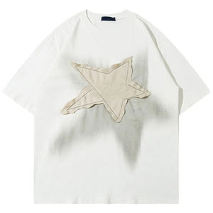 Best Wholesale New Streetwear Dropped Shoulder Oversize Men Acid Wash Vintage Distressed Embroidery Short Sleeve Men's T-Shirts - Product Image 1