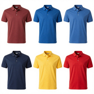 Polo pour hommes à manches courtes rouge, 100 % coton de haute qualité, technique brodée, respirant, tricoté uni, vente en gros - Product Image 4