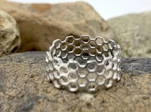 Wholesale Handmade 925 Sterling Silver Geometric Honeycomb <b>Ring</b> <b>Adjustable</b> Boho Statement Jewelry - Product Image 5