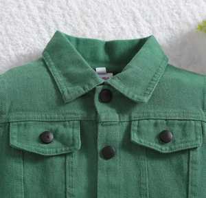 Conjunto de Dos Piezas de Chaqueta de Manga Larga y Pantalones de Mezclilla para Niñas, Estilo Deportivo - Product Image 3