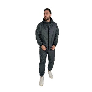 Chándal con Capucha para Hombre, Color Negro, Ligero, de Poliéster, Casual, Cierre de Cremallera Completo, Bolsillos Laterales, Color Sólido, para Otoño - Product Image 4