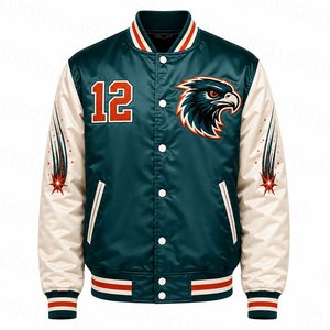 Veste universitaire en satin brodée sur mesure, coupe ajustée, style bomber, pour garçons, sublimation, polyester, veste en satin personnalisée - Product Image 4