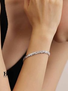 925 Sterling Silver Honeycomb Hexagon Diamond Bracelet Ins Style Flexible Serpentine Chain Bangle Fine Jewelry - Product Image 2