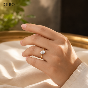 Anillo de Compromiso con Diamante Corte Pera, Chapado en Oro Amarillo de 14K, Anillo de Boda Solitario para Mujer, Certificado por GRA - Product Image 6