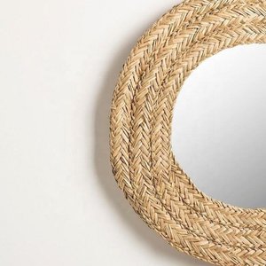 Premium Natural Seagrass <b>Mirror</b> <b>Round</b> Woven Frame Wall Accent for Entryway <b>Bathroom</b> Bedroom and Living Room - Product Image 2