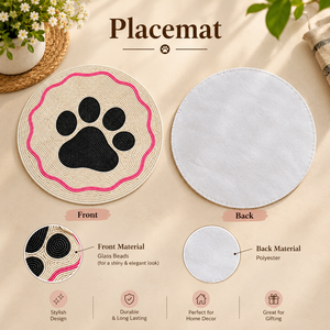 Premium Beaded <b>Round</b> Placemats | Paw Print Glass Bead <b>Mat</b> for Dining Kitchen Home Decor Handmade Durable <b>Table</b> Setting Accessory - Product Image 3