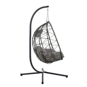 Sedia a dondolo a uovo da interno/esterno, sedia a dondolo sospesa in vimini per patio, camera da letto, soggiorno, sedia a dondolo resistente da interno/esterno - Product Image 2