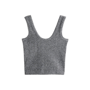 High Quality Breathable Women's <b>Crop</b> Ribbed Tank <b>Tops</b> Solid Color Quick Dry Adult's Gym Wear Athletic Tank <b>Tops</b> For Ladies - Product Image 1