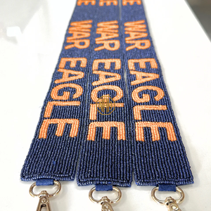 Correa de Repuesto para Bolso Bordada con Cuentas en Azul Marino y Naranja Auburn War Eagle, Correa Desmontable para Bolso de Mano, Fabricación OEM - Product Image 3