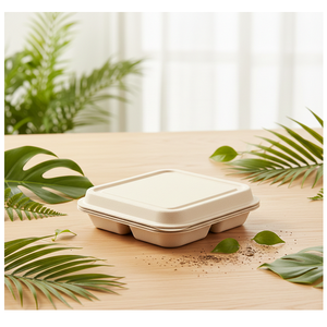Barquette multi-compartiments en bagasse, écologique et jetable, pour repas scolaires, restauration aérienne et aires de restauration - Product Image 6