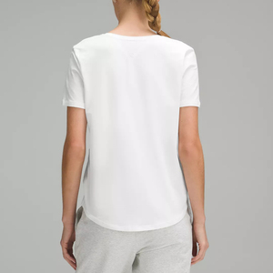 Ladies High Quality Cotton Short Sleeves <b>Tshirts</b> Wholesale Women's Deep V Neck Plain T Shirts With Casual Print - Product Image 3