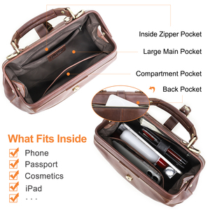 Bolso Bandolera de Cuero Genuino Rojo Marrón Vintage, Impermeable y Ecológico para Mujer, con Correa Cruzada Ajustable, Tamaño Grande - Product Image 5