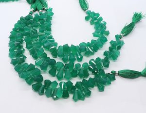 ลูกปัดหินออนิกซ์สีเขียวธรรมชาติทรงกรวยเหลี่ยมเพชรพลอย ลูกปัดหินออนิกซ์บริโอเล็ตคุณภาพสูง ลูกปัดหินออนิกซ์สีเขียวธรรมชาติคุณภาพสูง - Product Image 5