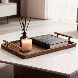 ถาดเก็บของและเสิร์ฟอาหารสุดหรูพร้อมหูจับทองเหลือง ดีไซน์เรียบหรู ยกสูงอย่างมีระดับ เหมาะสำหรับโต๊ะอาหาร โต๊ะกาแฟ และตกแต่งบ้าน - Product Image 1