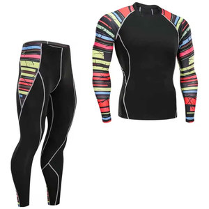 Conjuntos de Compresión Deportivos de Invierno de Secado Rápido, Estampados, Personalizados al por Mayor, Unisex, Diseño Sólido, Conjunto de 2 Piezas - Product Image 1