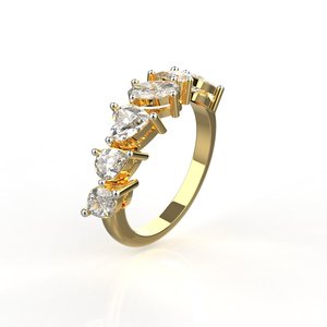 Anillo de Diamantes de Oro Amarillo para Mujer, Corte Pera, Natural, Clásico, para Compromiso - Product Image 2