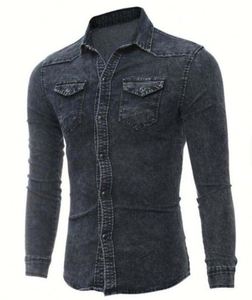 Chemises en jean pour hommes LUXE ATTIRE INDUSTRY – Tendance, boutonnées, en coton léger, respirantes, séchage rapide, écologiques, anti-plis, décontractées - Product Image 3