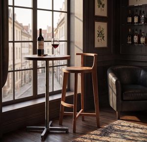 Tabouret de bar en bois massif de qualité supérieure avec structure en bois robuste, chaise de comptoir moderne pour îlot de cuisine, bar à domicile, café, restaurant - Product Image 1