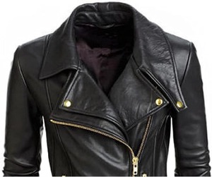 Chaqueta de Motociclista de Cuero Genuino para Mujer, Manga Larga, Cierre de Cremallera, Cuello Alto, Estilo Moto, Ropa de Invierno, Resistente al Viento - Product Image 3