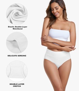 Braguitas de Algodón Elástico con Lazo Floral de Cintura Alta para Mujer, Ropa Interior Cómoda de Cobertura Total, Suave, Transpirable y Ecológica - Product Image 3