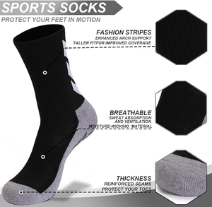 High Quality Hot Selling Men Crew Sports <b>Grip</b> Soft Anti-Slip Quick Dry Cotton Blend Custom Logo <b>Socks</b> for Football Soccer - Product Image 6